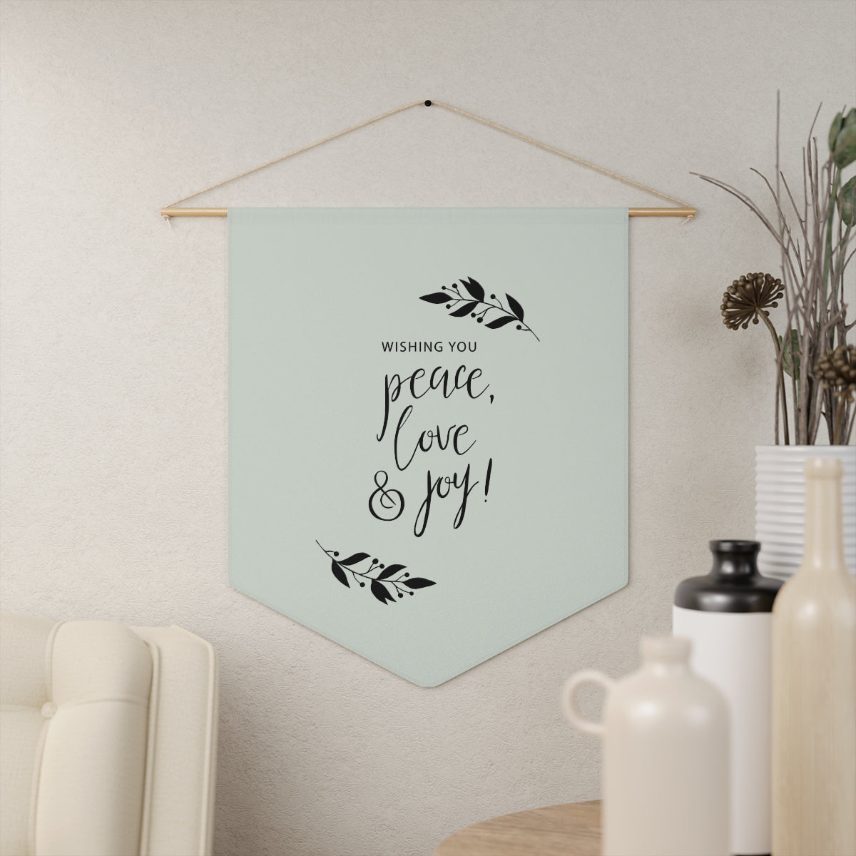 Holiday Pennant - Peace, Love &amp; Joy