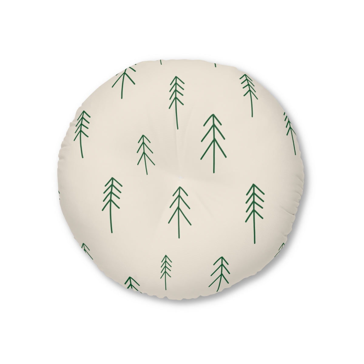 Round Tufted Holiday Floor Pillow - Evergreen