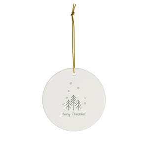 Ceramic Holiday Ornament - Merry Christmas Evergreen Trees
