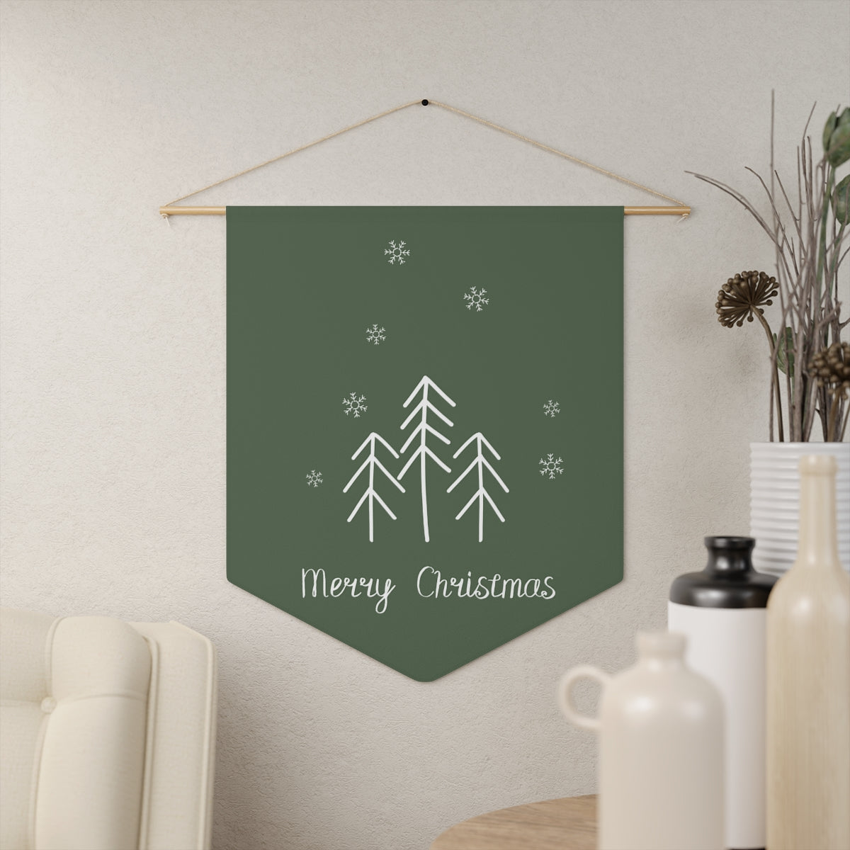 Holiday Pennant - Merry Christmas Evergreen Trees