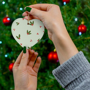 Green Ceramic Holiday Ornament - Holly