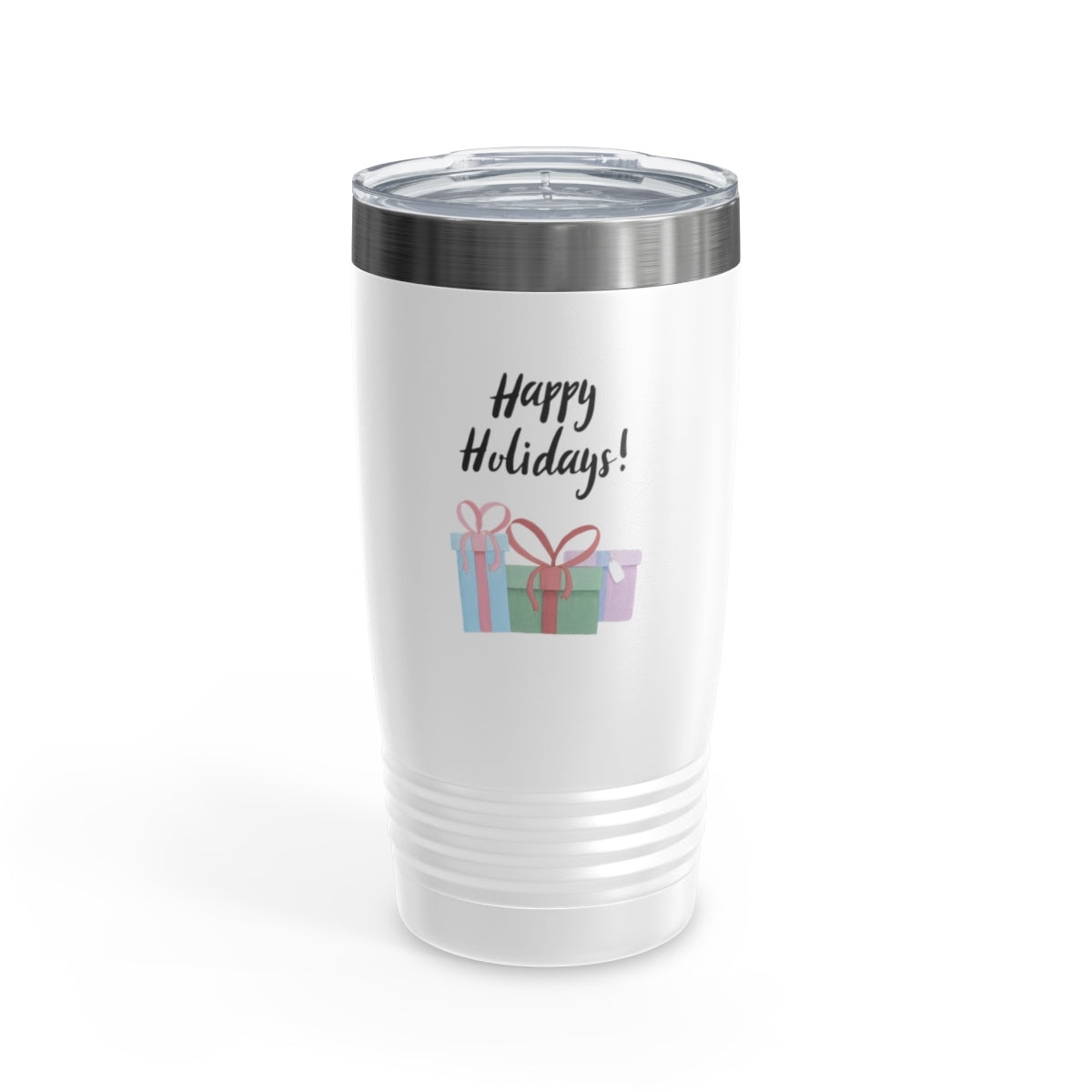 20oz White Ringneck Holiday Tumbler - Happy Holidays &amp; Presents