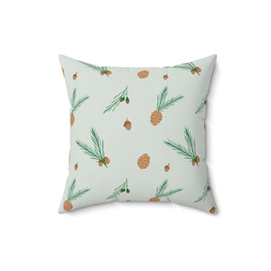 Polyester Square Holiday Pillowcase - Pinecones