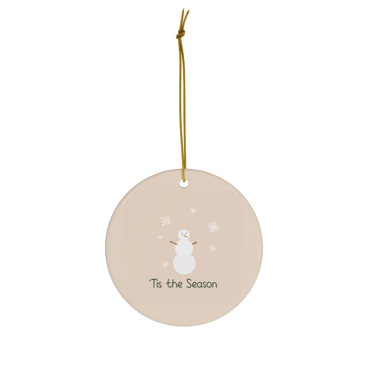 Ceramic Holiday Ornament - Tis the Season Snowman