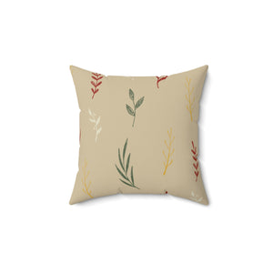 Beige Polyester Square Holiday Pillowcase - Garland