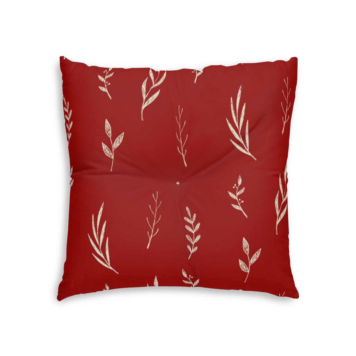 Red Square Tufted Holiday Floor Pillow - White Garland