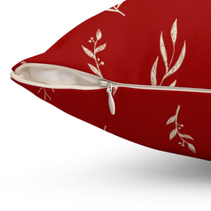 Red Polyester Square Holiday Pillowcase - Garland