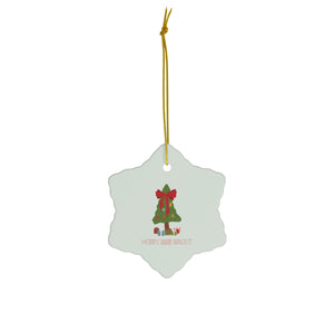 Ceramic Holiday Ornament - Merry & Bright