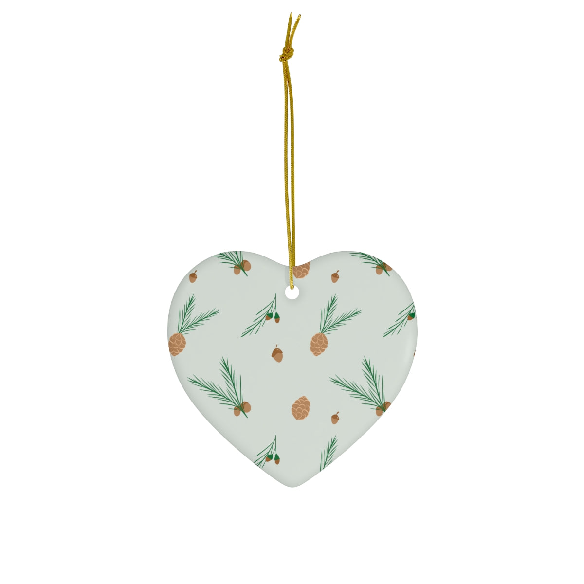 Ceramic Holiday Ornament - Pinecones & Acorns