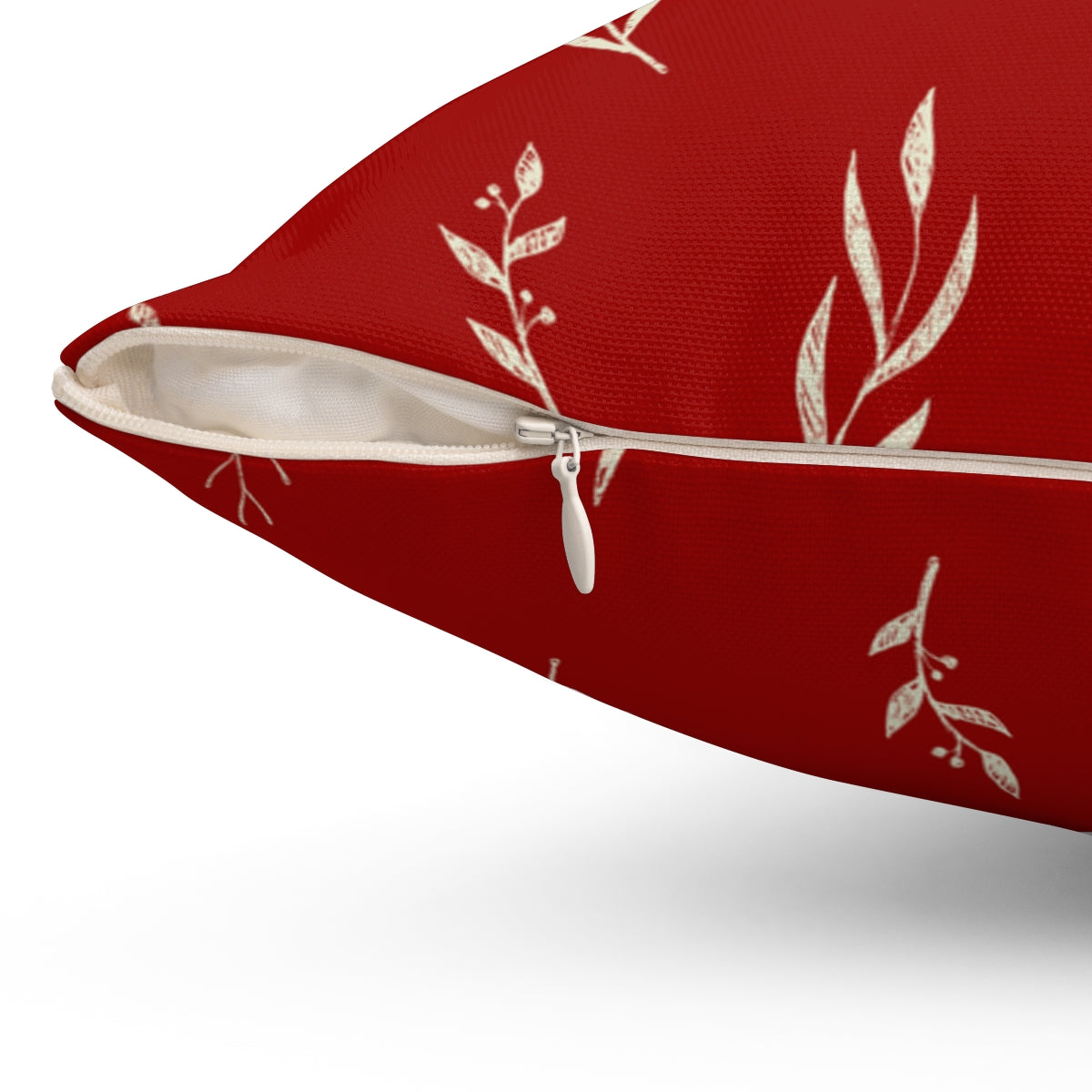 Red Polyester Square Holiday Pillowcase - Garland