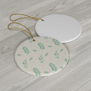 Ceramic Holiday Ornament - Large Holly