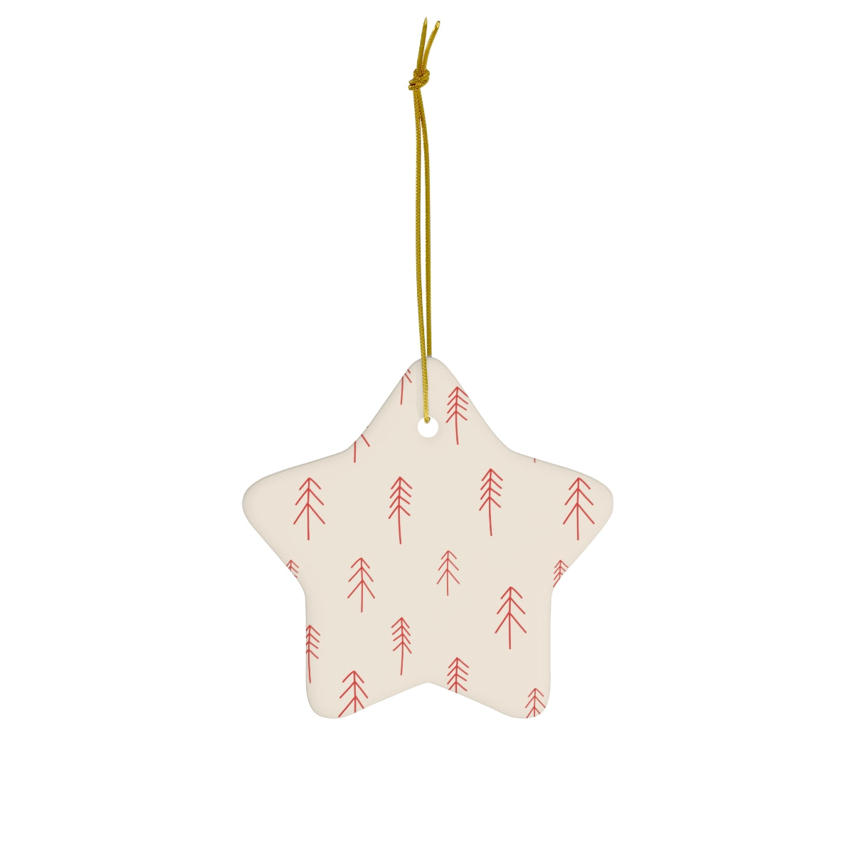 Ceramic Holiday Ornament - Red Evergreens