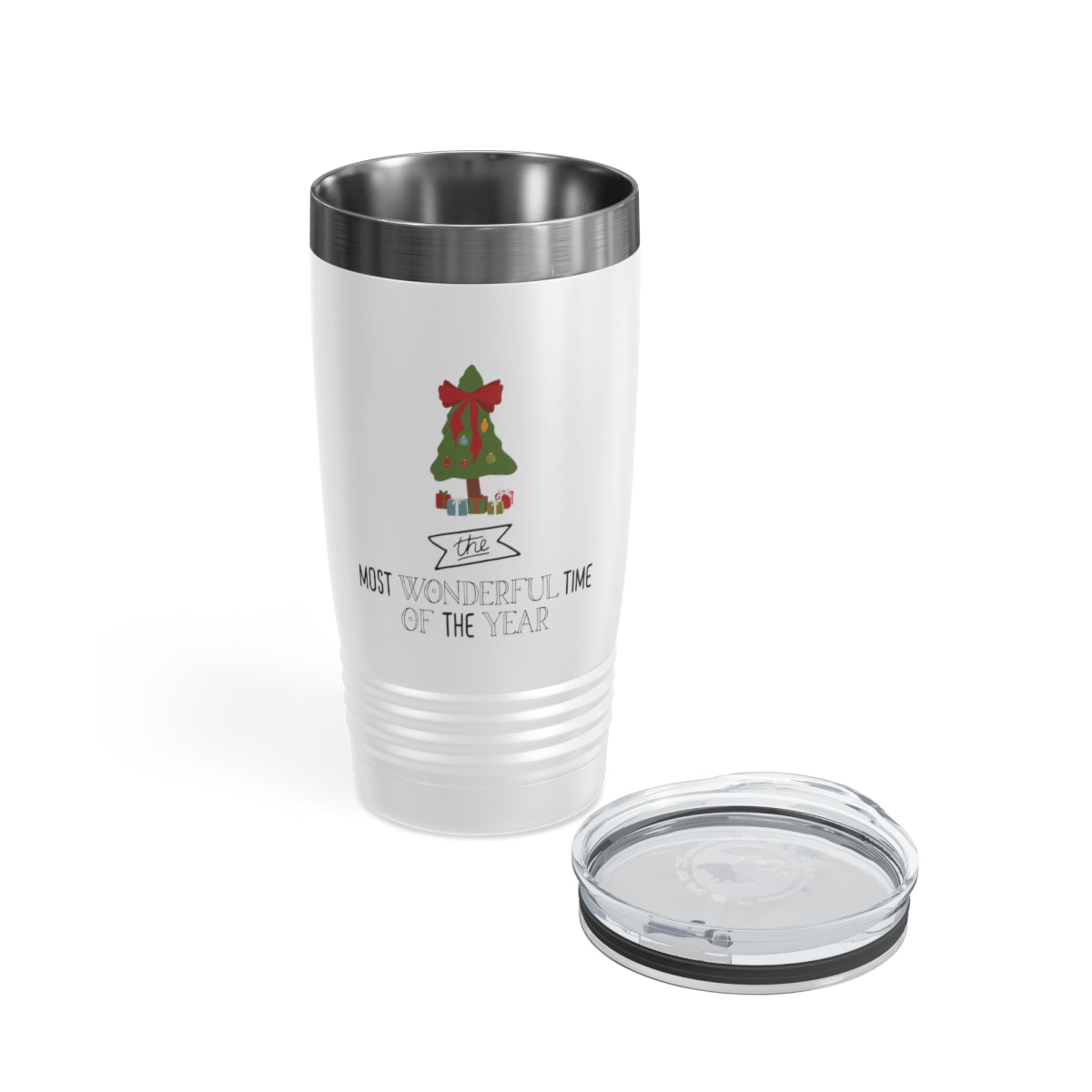 20oz White Ringneck Holiday Tumbler - Most Wonderful Time of the Year