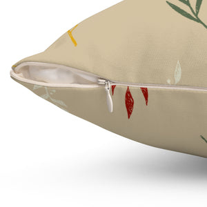 Beige Polyester Square Holiday Pillowcase - Garland