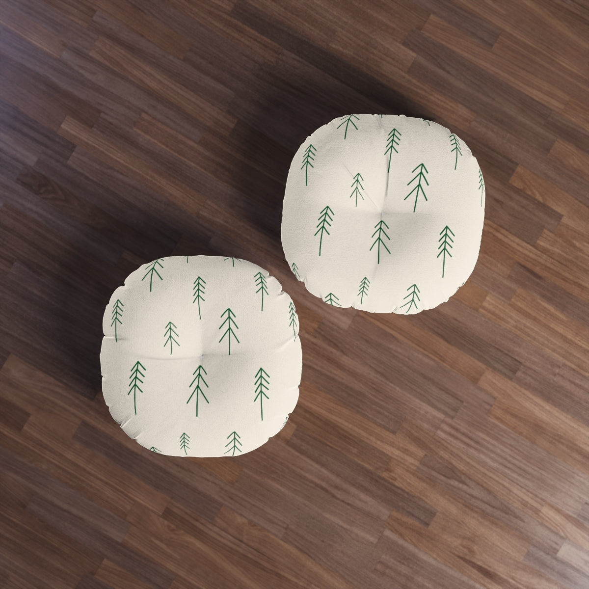 Round Tufted Holiday Floor Pillow - Evergreen
