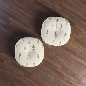 Round Tufted Holiday Floor Pillow - Evergreen