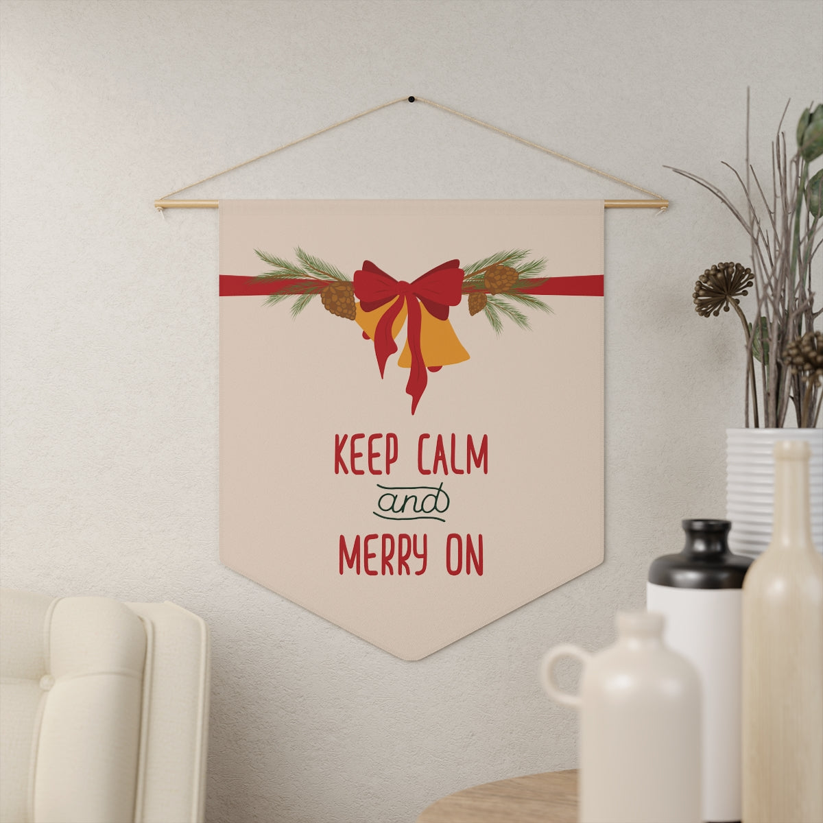 Holiday Pennant - Christmas Bell &amp; Bow