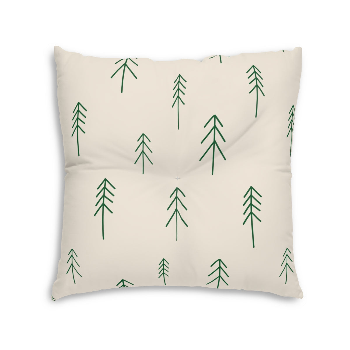 Square Tufted Holiday Floor Pillow - Evergreen