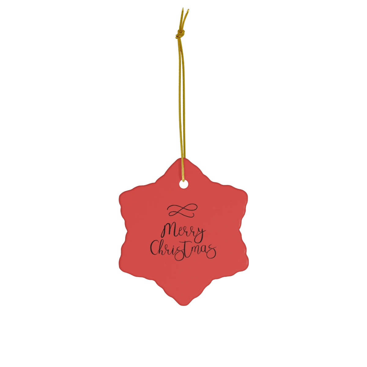 Ceramic Holiday Ornament - Cursive Merry Christmas