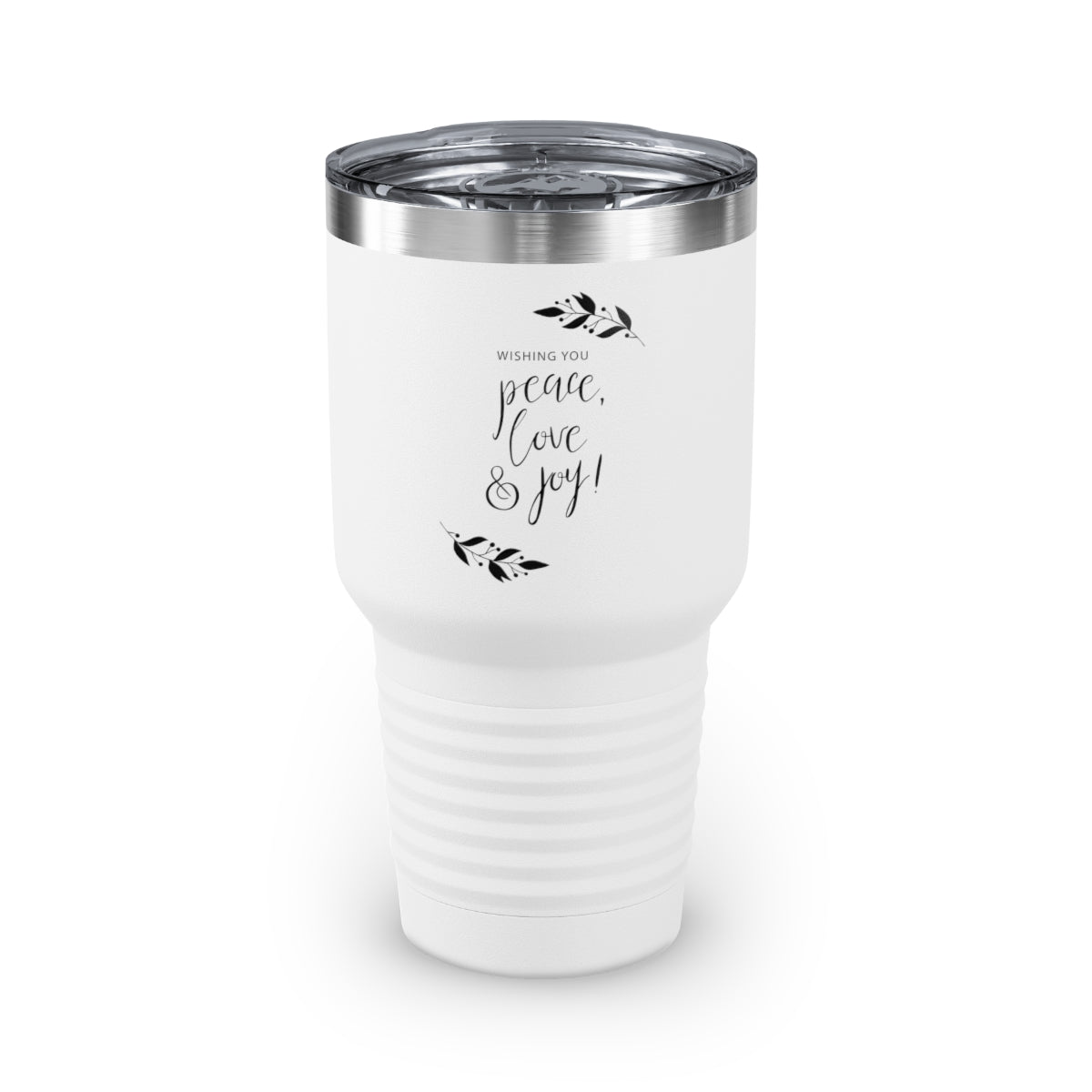 30oz White Ringneck Holiday Tumbler - Peace, Love &amp; Joy