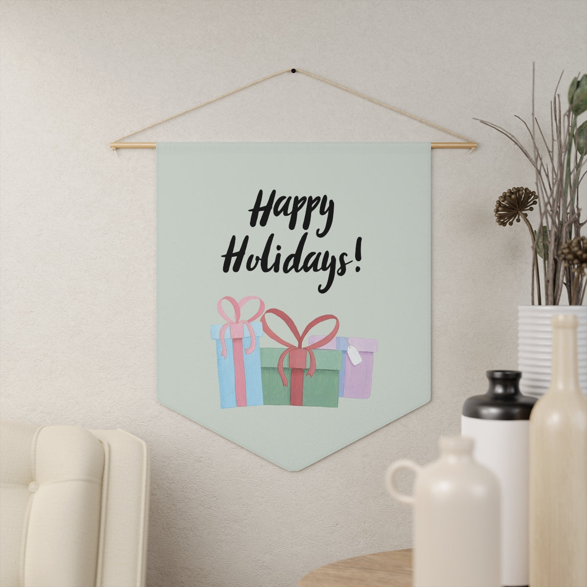 Holiday Pennant - Happy Holidays &amp; Presents