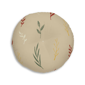 Round Tufted Holiday Floor Pillow - Colorful Garland