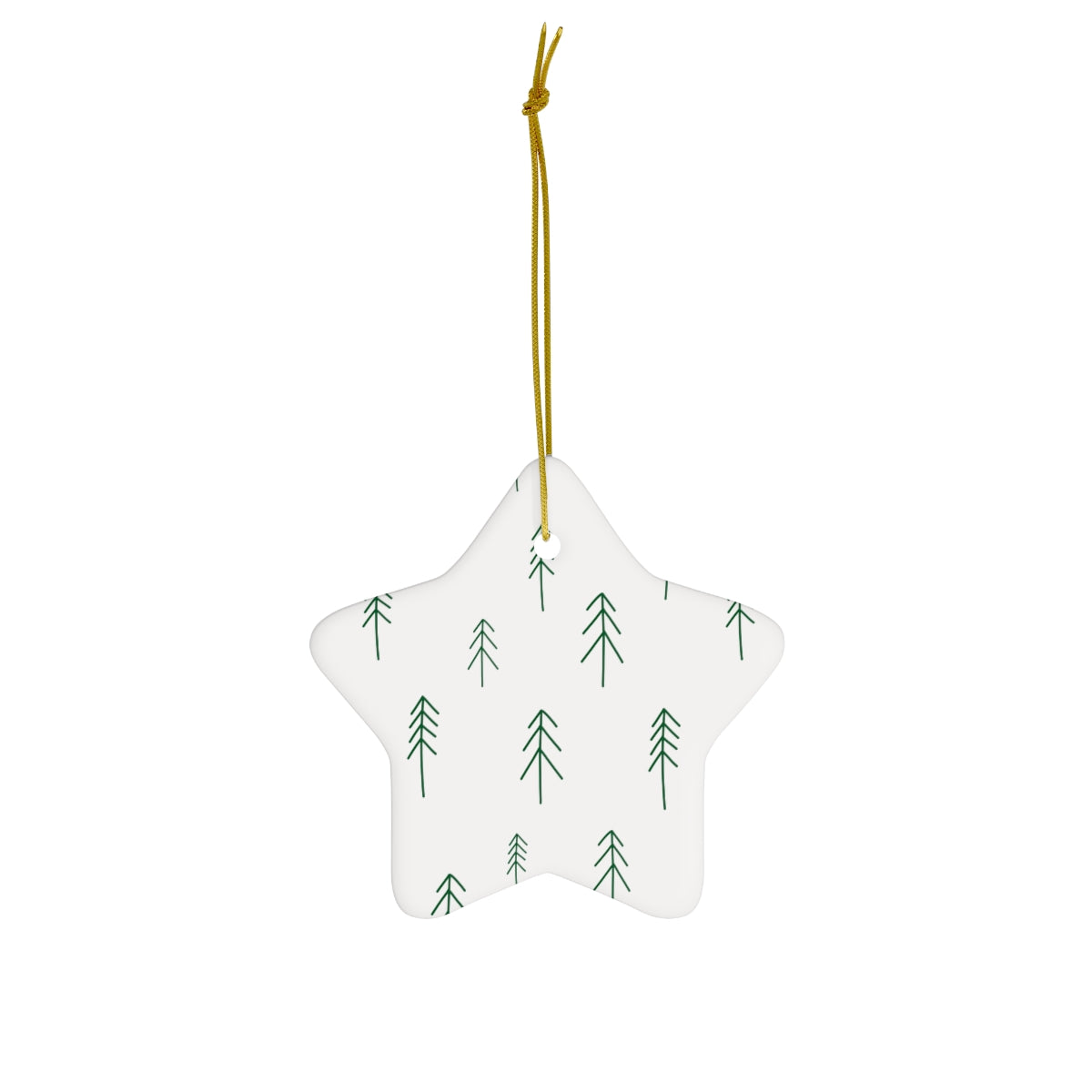 White Ceramic Holiday Ornament - Evergreens