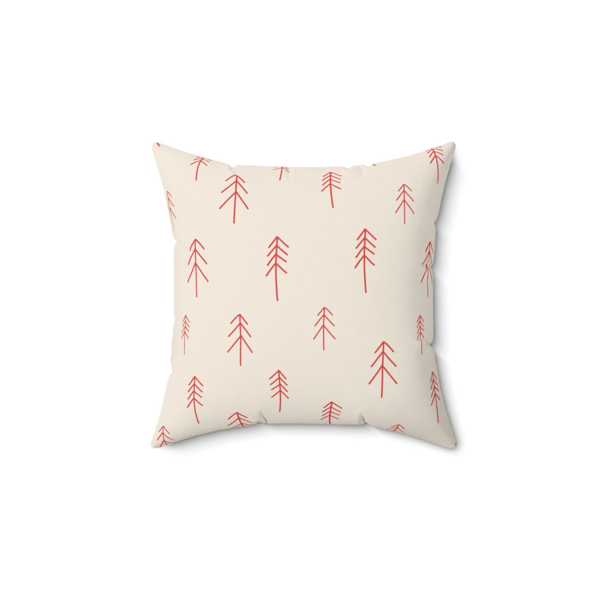 Polyester Square Holiday Pillowcase - Red Evergreen