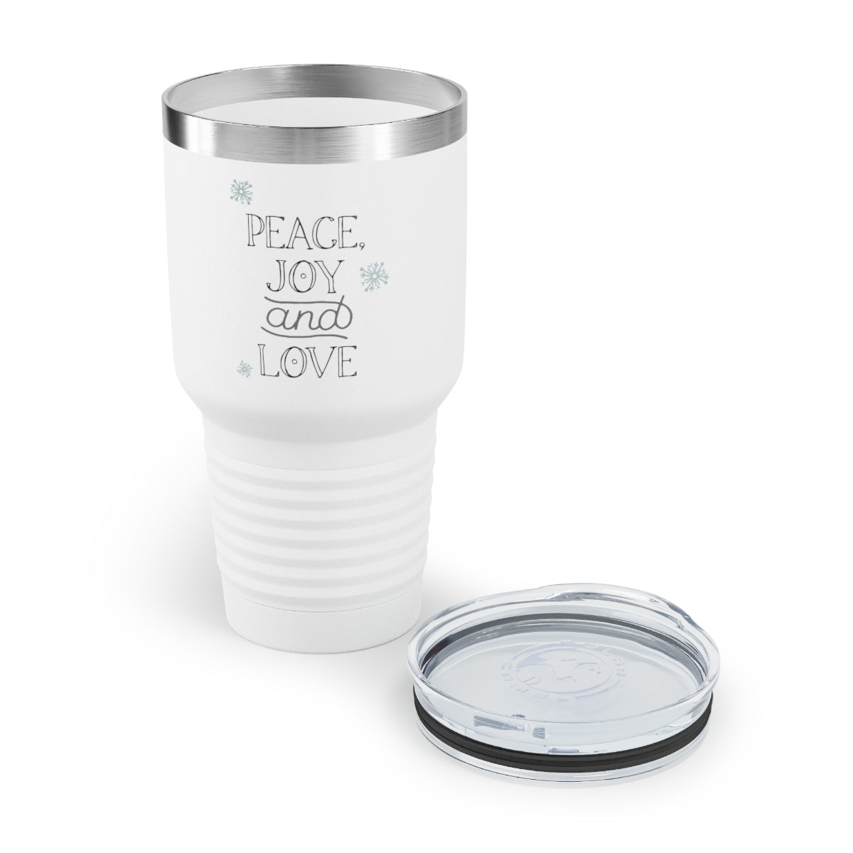 30oz White Ringneck Holiday Tumbler - Peace, Joy &amp; Love