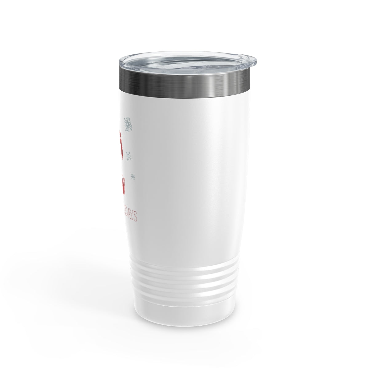 20oz White Ringneck Holiday Tumbler - Red Happy Holidays