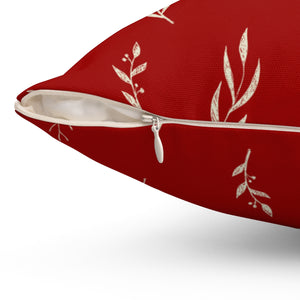 Red Polyester Square Holiday Pillowcase - Garland