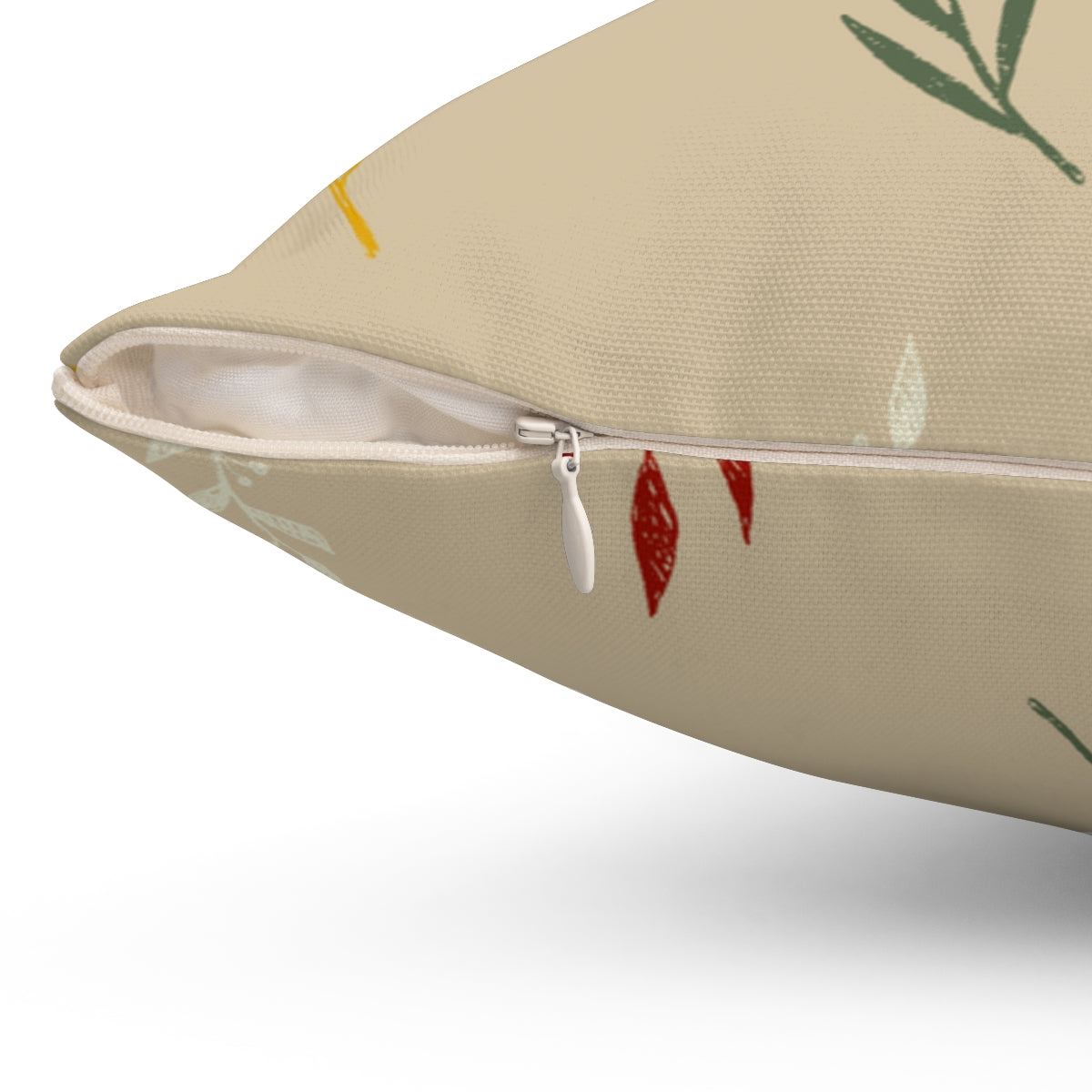 Beige Polyester Square Holiday Pillowcase - Garland