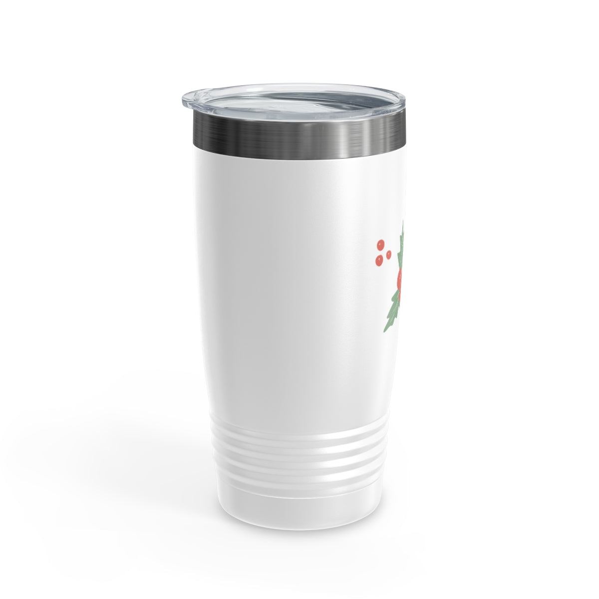 20oz White Ringneck Holiday Tumbler - Pinecones &amp; Holly