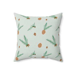 Polyester Square Holiday Pillowcase - Pinecones