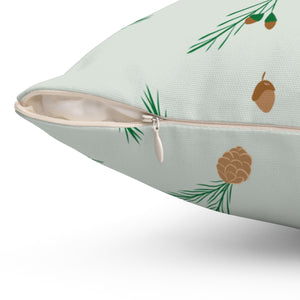 Polyester Square Holiday Pillowcase - Pinecones