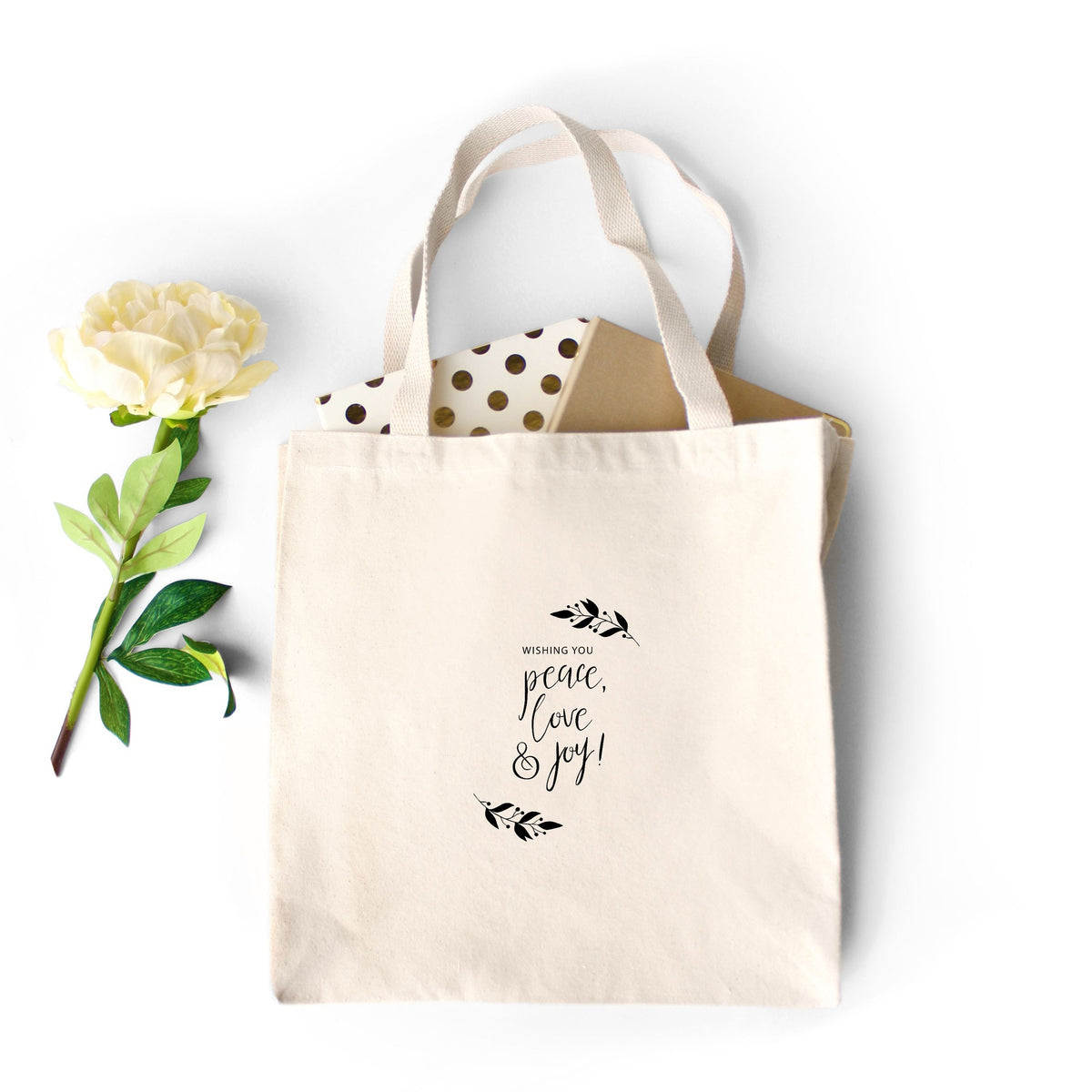Heavy Cotton Tote Bag – Peace, Love &amp; Joy