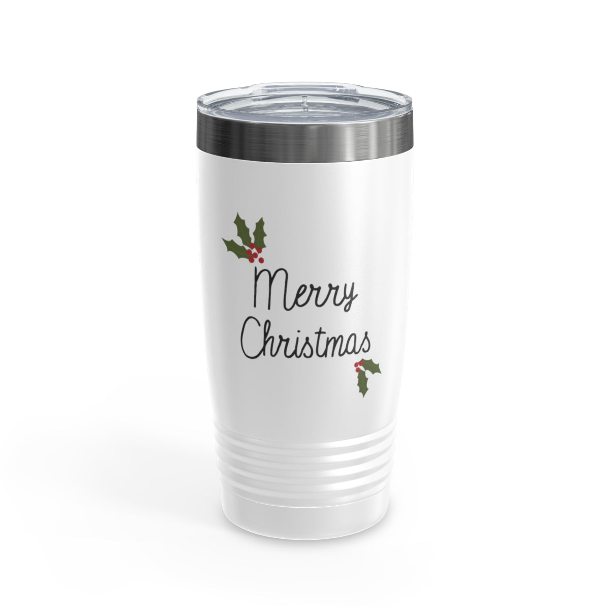 20oz White Ringneck Holiday Tumbler - Holly Merry Christmas