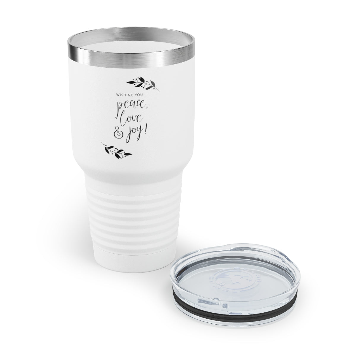 30oz White Ringneck Holiday Tumbler - Peace, Love &amp; Joy