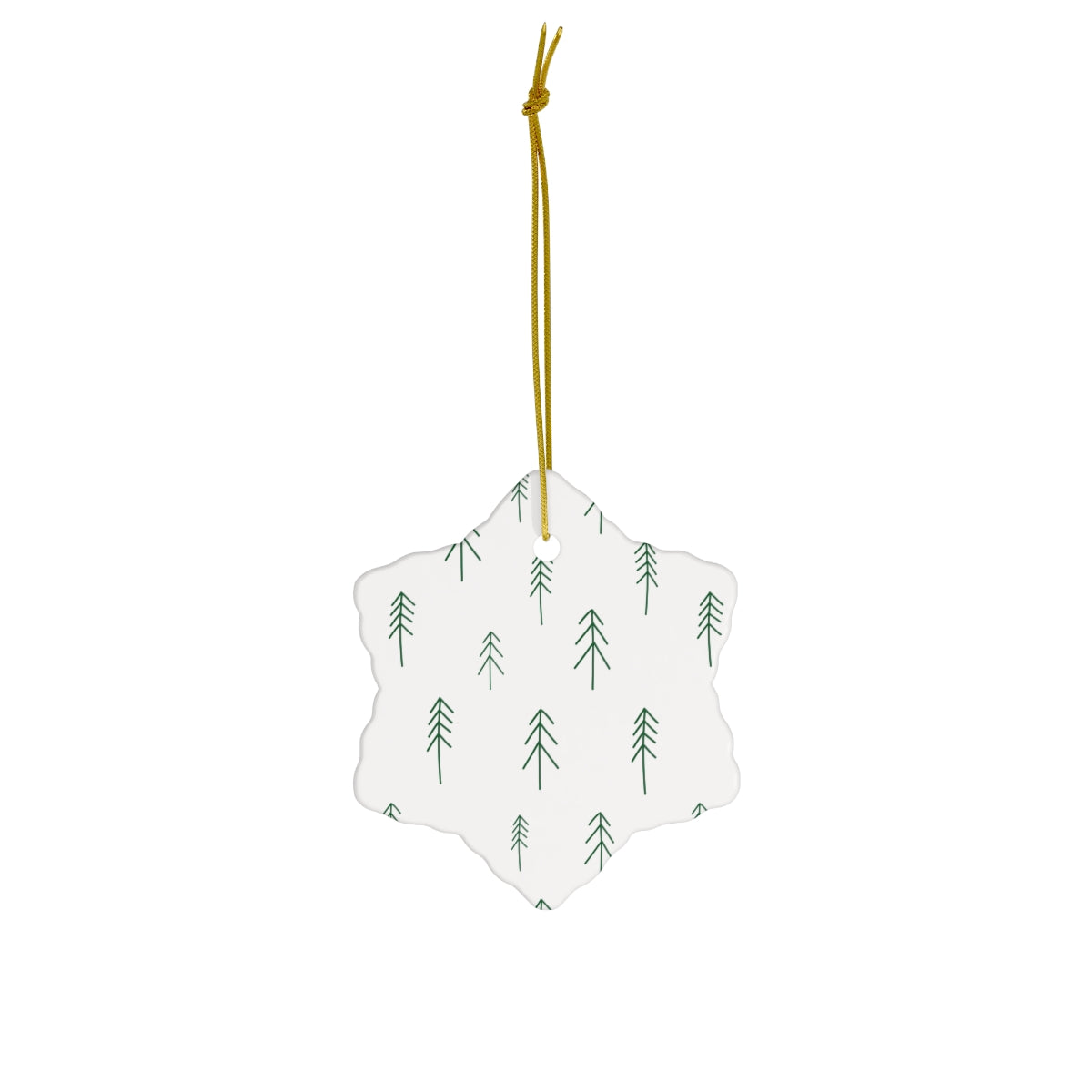 White Ceramic Holiday Ornament - Evergreens