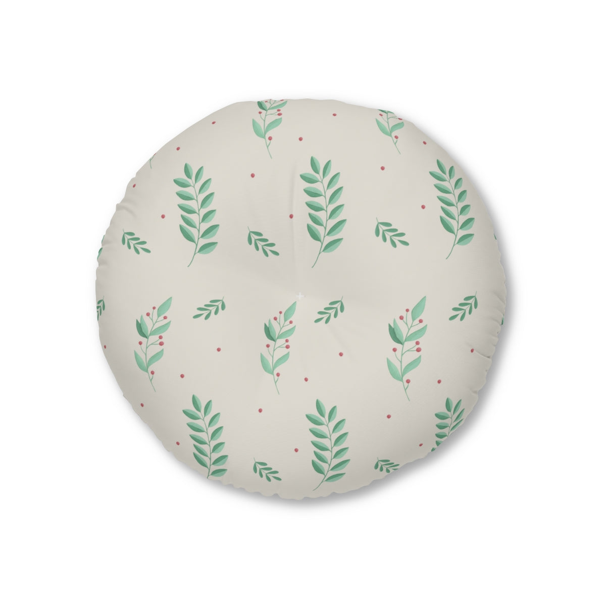 Round Tufted Holiday Floor Pillow - Large Holly