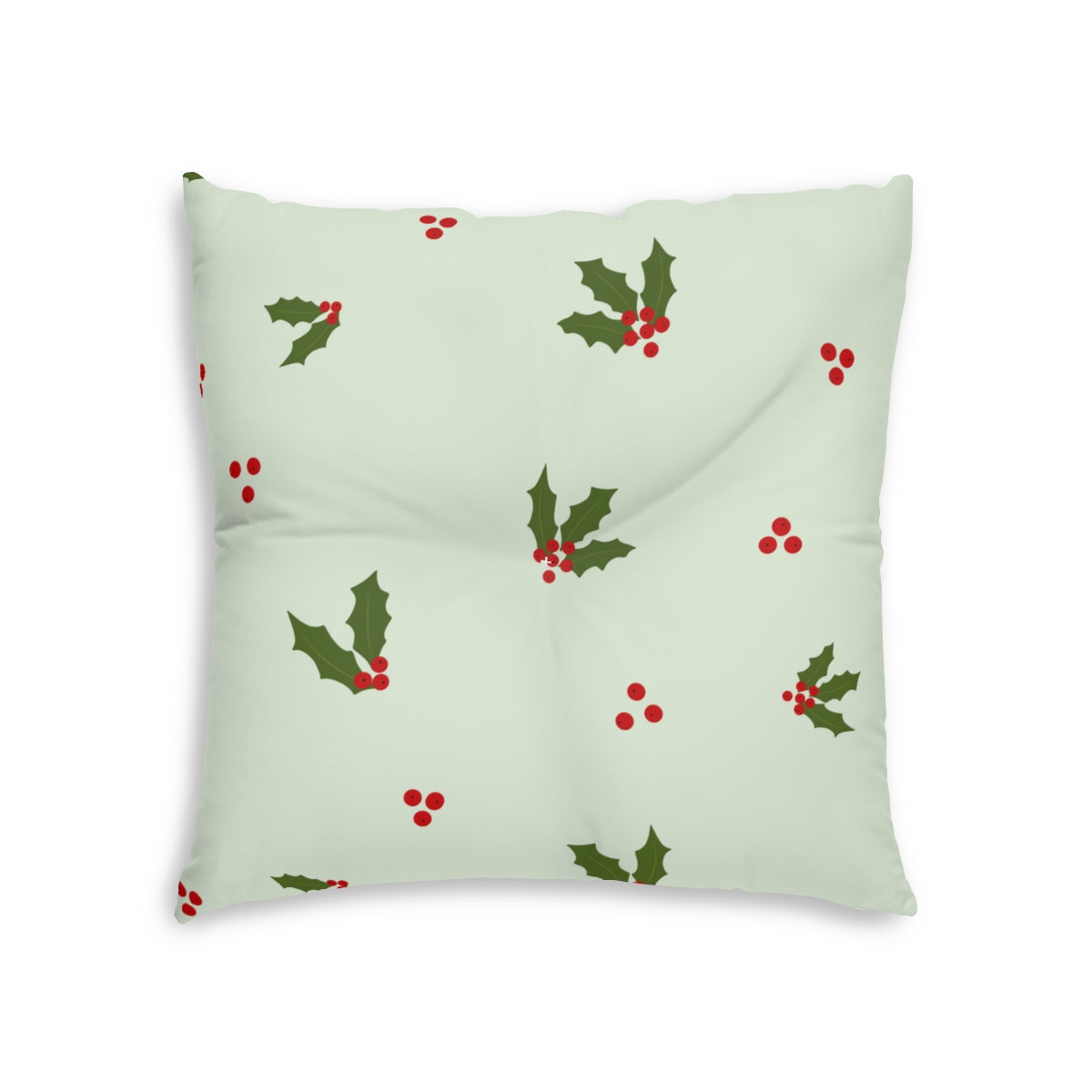Green Square Tufted Holiday Floor Pillow - Holly