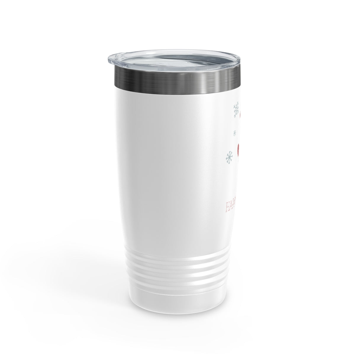 20oz White Ringneck Holiday Tumbler - Red Happy Holidays
