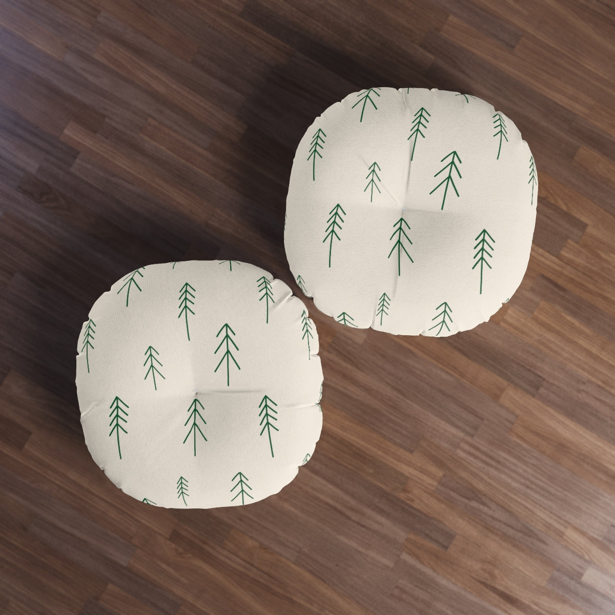 Round Tufted Holiday Floor Pillow - Evergreen
