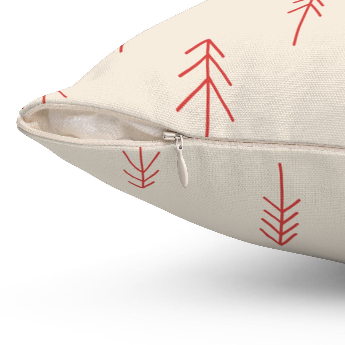 Polyester Square Holiday Pillowcase - Red Evergreen