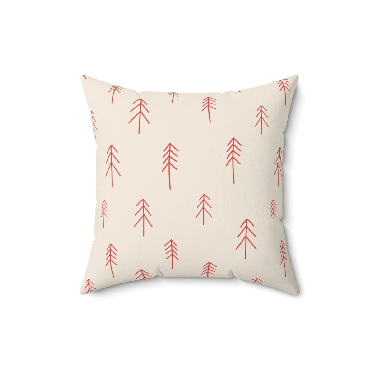 Polyester Square Holiday Pillowcase - Red Evergreen
