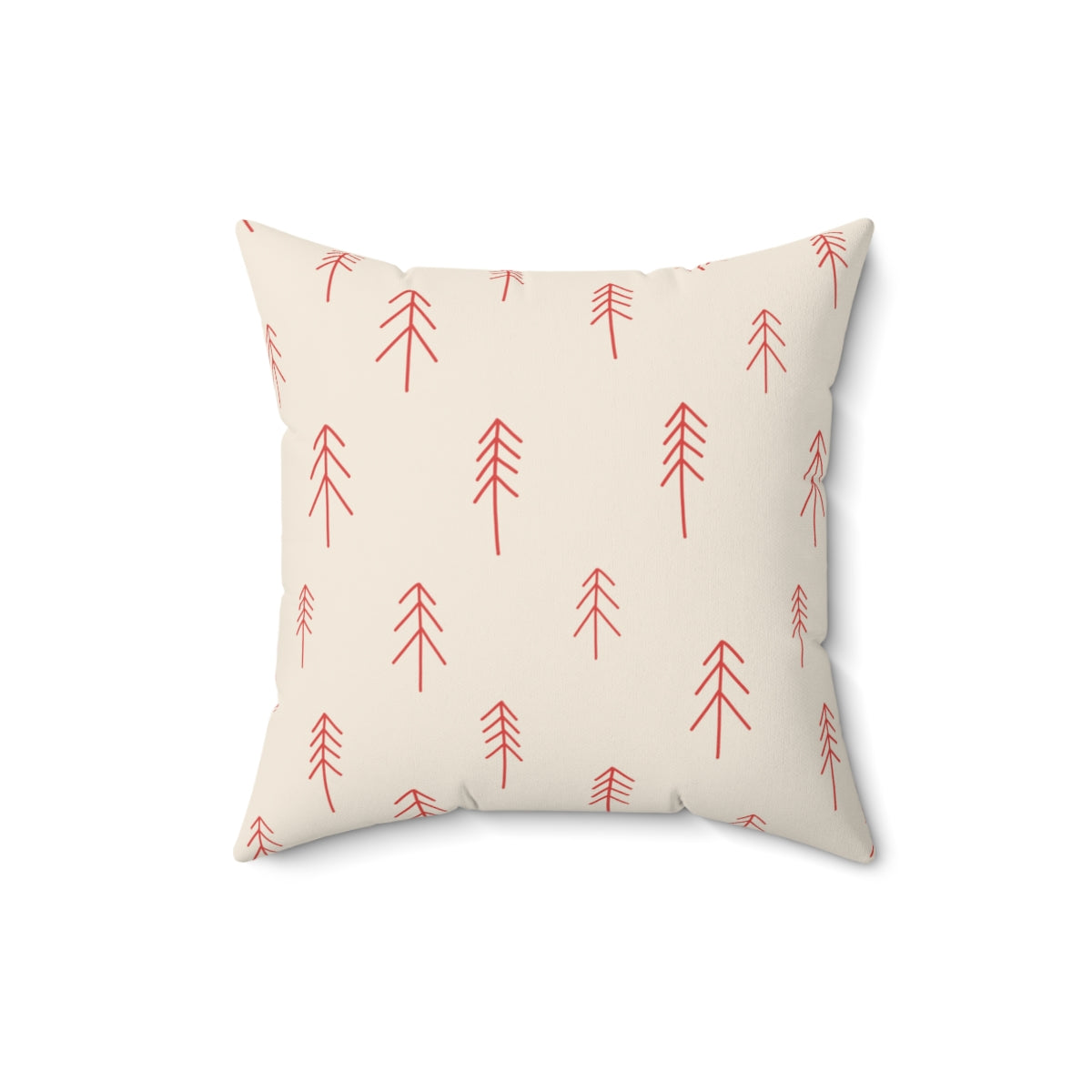Polyester Square Holiday Pillowcase - Red Evergreen