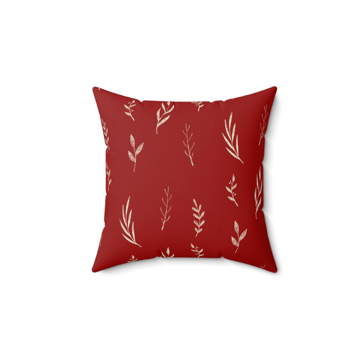 Red Polyester Square Holiday Pillowcase - Garland