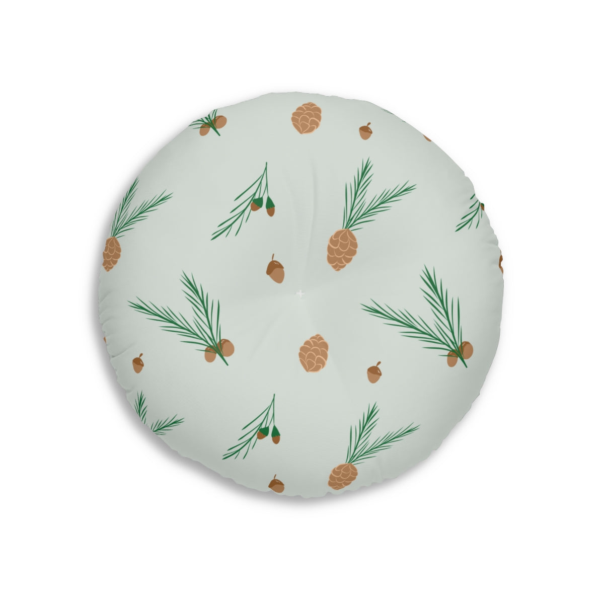 Round Tufted Holiday Floor Pillow - Pinecones