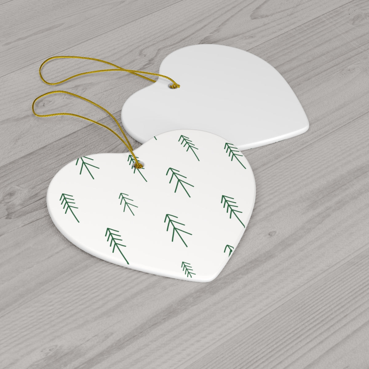 White Ceramic Holiday Ornament - Evergreens
