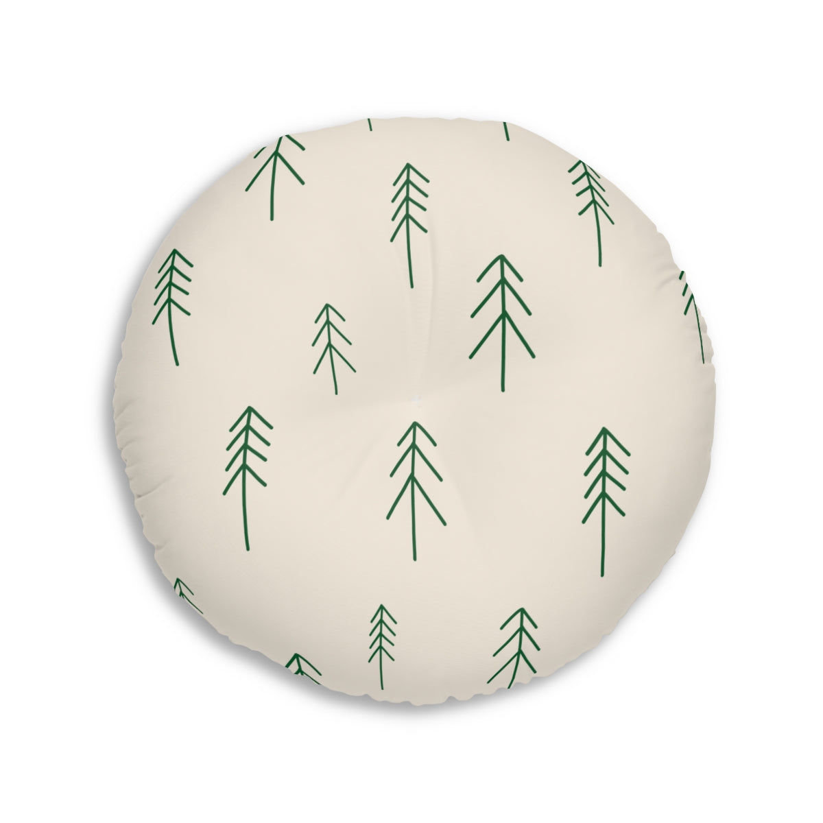 Round Tufted Holiday Floor Pillow - Evergreen